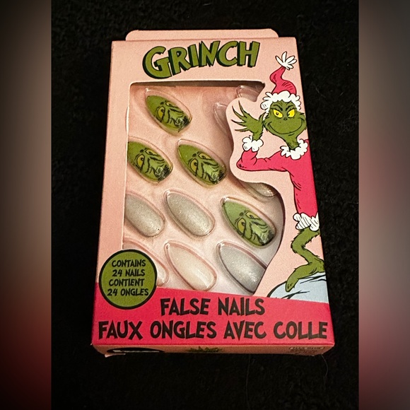 Dr. Seuss The Grinch Set of 24 False Christmas Nails with Glue Brand New In Box - Picture 1 of 5